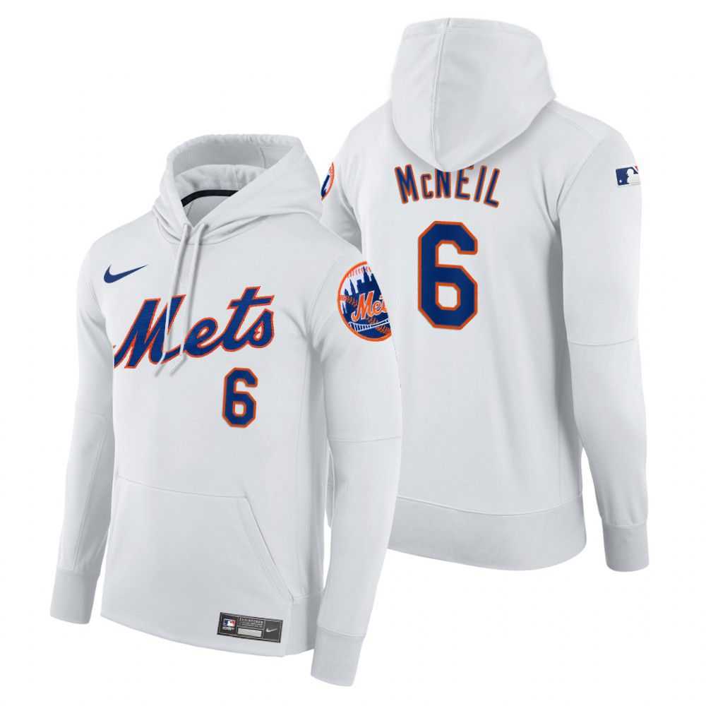 Men New York Mets 6 Mcneil white home hoodie 2021 MLB Nike Jerseys